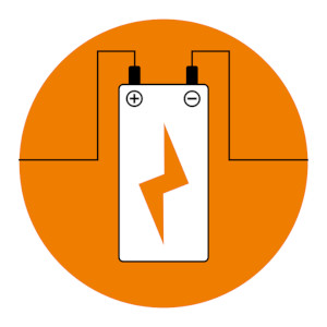 ¿Qué son las celdas recargables de una batería eléctrica? representación de la celda eléctrica de una pila recargable con sus electrodos